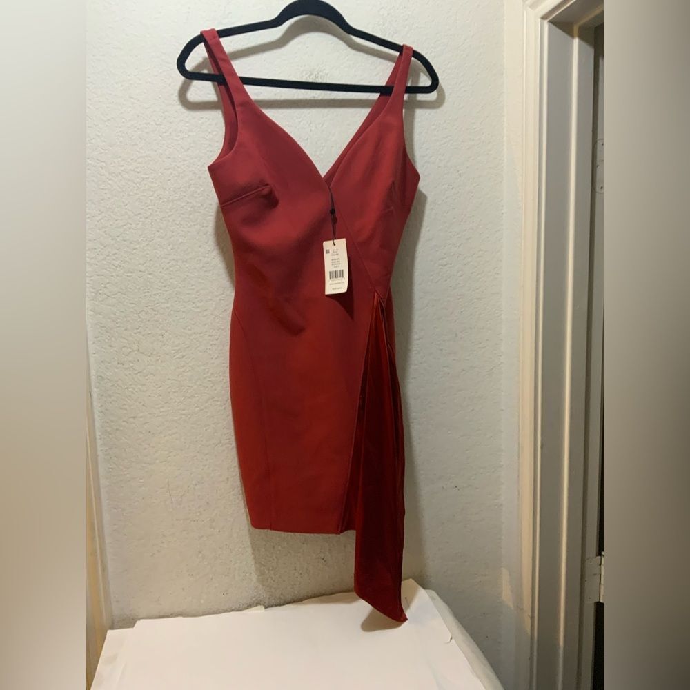 NWT Cinq a Sept Mallory Ruffle dress in Redwood, a rust/red color - Picture 7 of 14